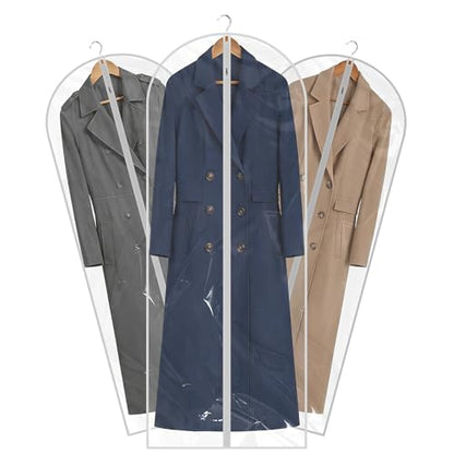 60” All Clear Garment Bags for Travel - PEVA Waterproof Suit Cover with Zipper for Hanging Clothes, long Gowns - Durable Dresser for Closet Storage, Dustproof & Moisture Resistant - 60”/6 Pack - size: 60" -6 Pack