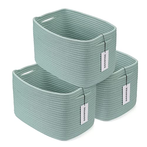Cotton Rope storage Basket Bins Woven Basket for Organizing Shelves 15X10X9.3" Rectangle Decorative Baskets For storage Clothes Toys Books Towels Nursery basket organizer 3 pack Green - color: Green