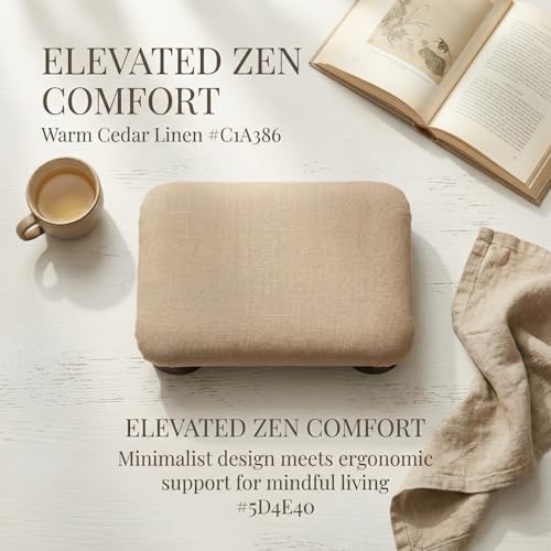 Meditation Floor Cushion with Wooden Legs,Portable Seating Pillow for Yoga, Tea Ceremony,and Living Room, Soft Linen Fabric, Low Profile Floor Seat for Adults, Large
