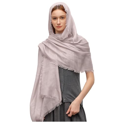 KVSS Women's Fine Knit Shawl, 55% Cashmere 45% Mulberry Silk, X Gauge 120/2NM Yarn Lightweight Spring Summer Wrap Scarf - color: Rosebud