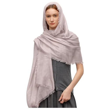 KVSS Women's Fine Knit Shawl, 55% Cashmere 45% Mulberry Silk, X Gauge 120/2NM Yarn Lightweight Spring Summer Wrap Scarf - color: Rosebud
