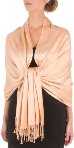 Sakkas 78" X 28" Rayon from Bamboo Soft Solid Pashmina Feel Shawl/Wrap/Stole - color: Beige