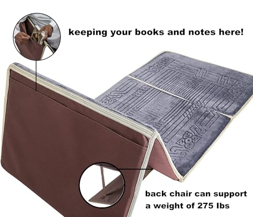 Prayer Rug with Back Support/Foldable Meditation Floor Chair & Carrying Pocket (Gray) - color: Grey