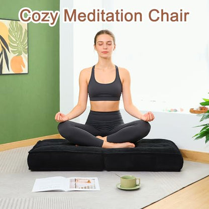 Adjustable Floor Chair with Back Support, 6-Position, Folding Japanese Meditation Tatami Chair, Comfy Gaming Chairs for Adults, Accent Sofa Reading Chairs, Living Room, Bedroom, Black - color: Black