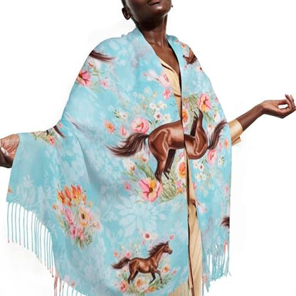 Autumn Winter Pashmina Shawls Wraps Scarf for Woman Girl - color: Picture (606)