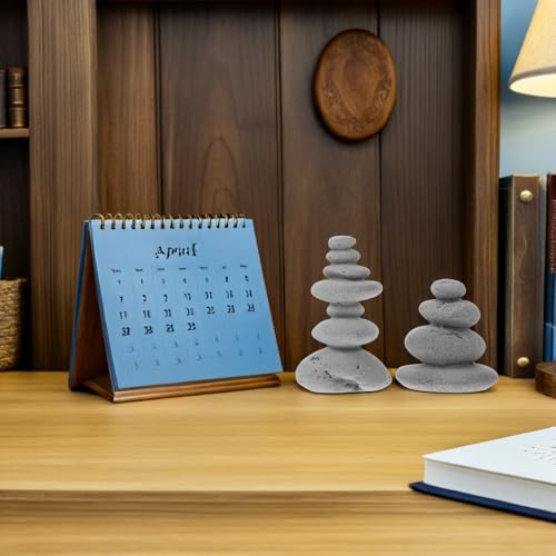 Simulated Stone Stacking Ornaments 2-Piece Garden Sculpture for Zen Garden Decor Indoor Outdoor Bonsai Sand Accessory