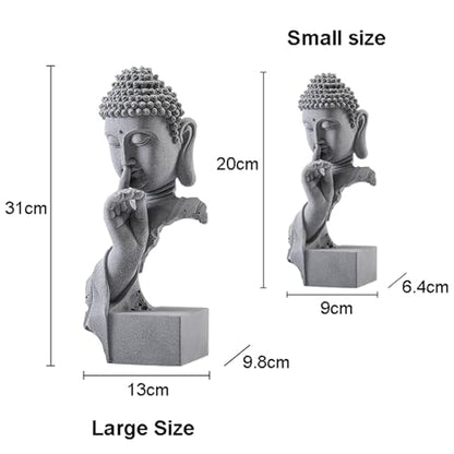 AETVRNI Shh, Please Keep Quiet-Sakyamuni Buddha Statue, Sandstone Zen Statues Meditation Decor, Buddha Figurines for Relaxation Peaceful Home Accents Spiritual Decor,S - size: Small
