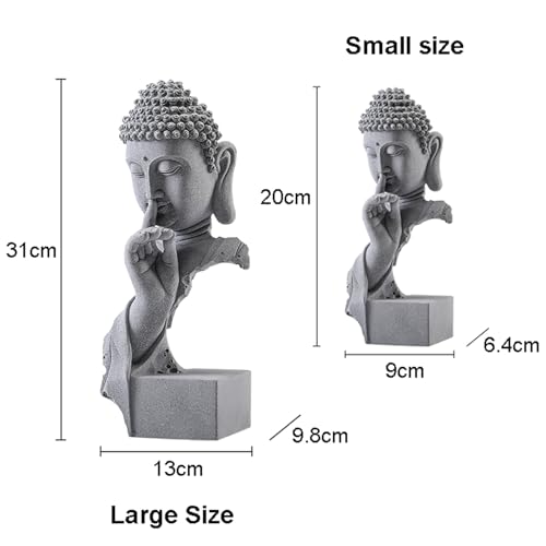 AETVRNI Shh, Please Keep Quiet-Sakyamuni Buddha Statue, Sandstone Zen Statues Meditation Decor, Buddha Figurines for Relaxation Peaceful Home Accents Spiritual Decor,L - size: Large