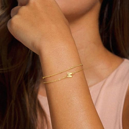 Gold Initial Bracelets for Women Girls - 18K Gold Plated Layered Letter A-Z Initial Bracelets Dainty Letter Bracelet for Women Trendy Gifts for Mom Wife Friends - color: H