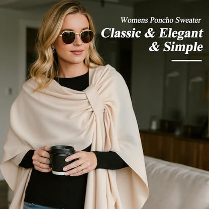 Shawl Wraps for Women, Front Poncho Wrap Sweater Cross Open Poncho Wraps, Knitted Elegant Shawls for Fall Winter
