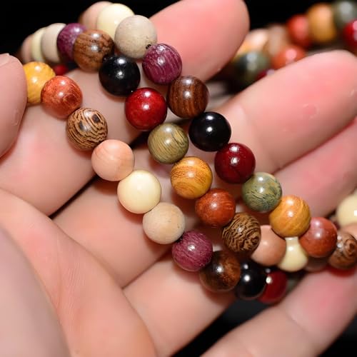 Zen Dear Unisex Natural Colorful Wood Buddhist Prayer Beads Bracelet Necklace Tibetan Mala Prayer Beads - style: 8mm 108beads