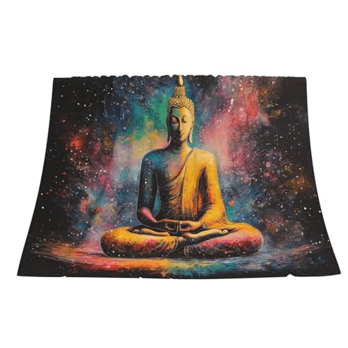 meditating monk portrait blanket,double-sided fleece with zen artwork,hypoallergenic & lightweight,perfect for yoga practitioners,spiritual gift,Suitable for beds,sofas and offices 60X80 Inch
