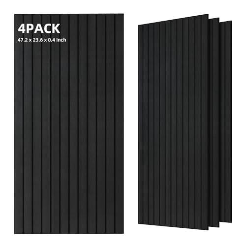 TO-TH Wood-Look Acoustic Panel, 4 Pack 47.2” x 23.6” Soundproof Wall Panels, Decorative Sound Absorbers Large Acoustic Panels for Home, Office, Basement, Smoky - color: Smoky, size: 4 pcs - 47.2'' * 23.6''