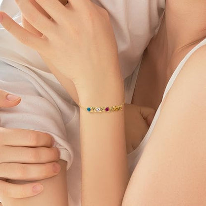 callie Personalized Women Bracelet, Family Bracelet Mother's Day Birthday Gifts for Mom Grandma Wife - color: Family Birth Stone-2