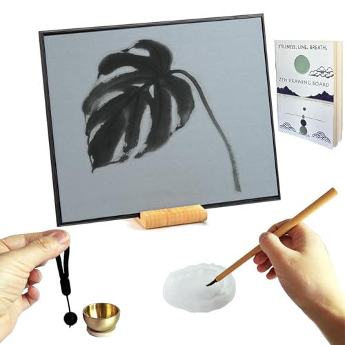 Zen Buddha Water Drawing Board with Meditation Drawing Breathing Instruction and Mini Singing Bowl, Zen Water Painting Set for Relaxing, Mindfulness Practice, Unique Gifts for Men and Women