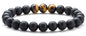 Men Women 8mm Tiger Eye Stone Beads Bracelet Elastic Natural Stone Yoga Bracelet Bangle - color: Matte Tiger Eye-21003