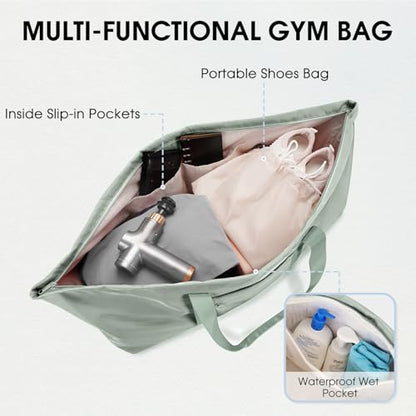 Large Yoga Mat Bag with Shoes Compartment and Wet Pocket Ladies Pilates Gym Tote Bag with Yoga Mat Holder Strap for Women Men Workout Carrier Stuff Accessories - color: Green