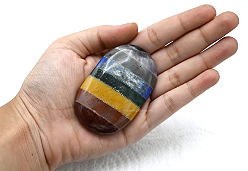 Amazing Gemstone Seven Chakra Crystals and Healing Stones - Large Palm Stone Crystals Piedra - Crystal for Good Luck, Balanced Positive Energy, Meditation - Unique Stocking Stuffers Gifts for Women - color: 7 Chakra (Bonded)