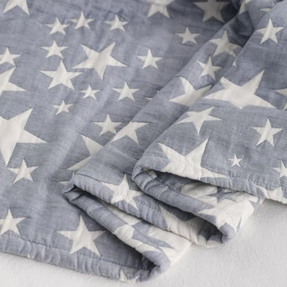 NTBAY 3 Layer Oversized Muslin Cotton Toddler Blanket, 45x60 Inches Jacquard Reversible Nursery Bed Blanket, Super Soft and Thermal Crib Blanket for All Seasons, Baby Gift, 45"x60", Blue/White Star - color: Blue, size: 45x60 Inch (Pack of 1)