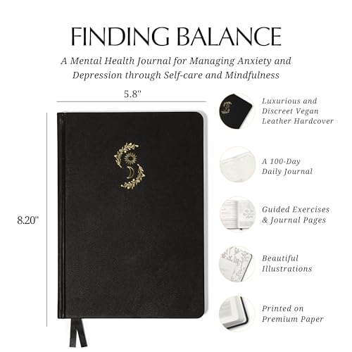 Mental Health Journal - 100-Day Guided Journal with Prompts for Self-Care, Mindfulness, Anxiety & Depression relief - Mood, Wellness & Emotions Trackers