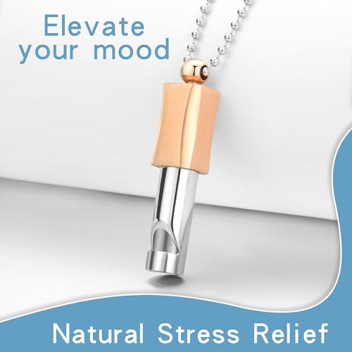 Anxiety Whistle Frequency Healing Devices Mindfulness Breathing Necklace Meditation Stress Relief Tuning Tool Outdoor Emergency Life Saving Tools Jewelry Gift for Women Men