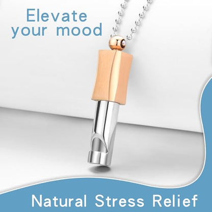 Anxiety Whistle Frequency Healing Devices Mindfulness Breathing Necklace Meditation Stress Relief Tuning Tool Outdoor Emergency Life Saving Tools Jewelry Gift for Women Men