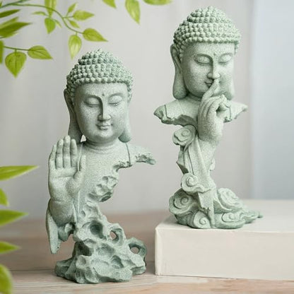 livelyfish Meditating Buddha Statue Zen Garden Statues Sandstone Thinker Buddha Sculpture Figurine for Fish Tank Aquarium Home Decorations, Gift (B) - size: B