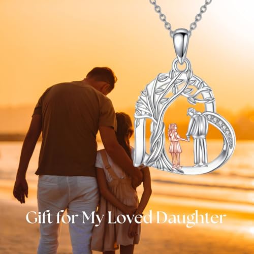 YFN Daughter Gifts from Dad 925 Sterling Silver Daughters Heart Necklace Birthday Christmas - color: Father Daughter Necklace05