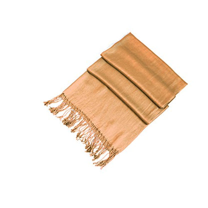 Sakkas Large Soft Silky Pashmina Shawl Wrap Scarf in Solid Colors - color: Bronze