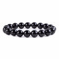 Justinstones Gem Semi Precious Gemstone 10mm Round Beads Stretch Bracelet 7 Inch Unisex - color: Black Tourmaline