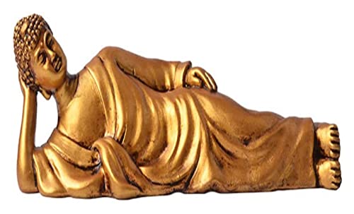 LQX Sculpture Tabletop Crafts Figurines Collectible Prop Thai Sleeping Buddha Statue Meditation Sculpture Ornament Resin Figurine Gift Kids Small,Silver (Color : Golden) - color: Golden,silver
