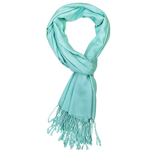 Falari Women's Soft Solid Color Pashmina Shawl Wrap Scarf, for Wedding, Bridesmaid Gifts, Evening Dress - color: Aqua Blue