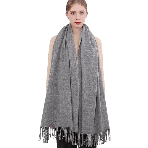 RIIQIICHY Winter Scarfs for Women Pashmina Shawls Wraps for Evening Dresses Large Warm Soft Scarves - color: Grey