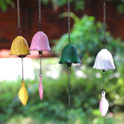 1PCS Creative Cast Iron Wind Chime Hanging Decoration, Metal Retro Hanging Leaf Bell for Outdoor Garden Bell Patio Balcony