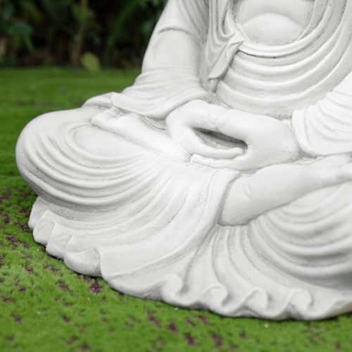 Glitzhome 22.75-inch Zen Meditation Buddha Garden Statue, Black Large Indoor and Outdoor Sculpture, Hand-Finished MGO & Fiberglass Decor for Home Patio Yard
