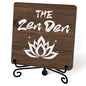 Buddha The Zen Den Quote Desk Decor, Funny Office Inspirational Gifts for Family Friends, Meditation Room Tabletop Decor, Zen Home Office Wooden Plaque Sign with Stand (J02) - style: The Zen Den