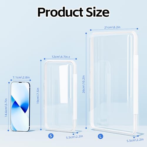 3 Pack Clear Hard Shell Zipper Case (S,S,L), 1.2mm Crush-Proof Transparent Storage Pouches, Hard Plastic Packing Cubes & Organizer Bags for Travel, Pencil, Cosmetics, Toiletry, Toys Storage - size: 3 Pack(S,S,L)
