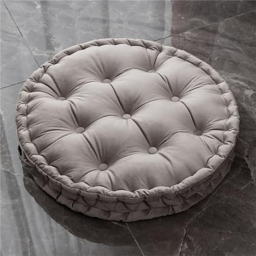 Meditation Floor Cushions, 24 inch Large Floor Pillows Seating for Adults Solid Thick Round Meditation Floor Cushion for Yoga Balcony Living Room Outdoor (Light Grey) - color: Light Grey