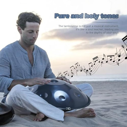 Handpan 22 Inches Drum Set, 440Hz 9 Notes Hand Drum Instrument, Premium Steel Hand Drum, Includes Carrying Case, Drumsticks, Spiral Wraps, Instruction Guide (22 Inches -9 Note -Blue) - size: 22 Inches - 9 Notes - Blue