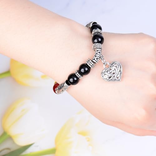 7 chakra bracelet natural beads yoga meditation religion healing balance stone beaded bracelet for women heart pendant