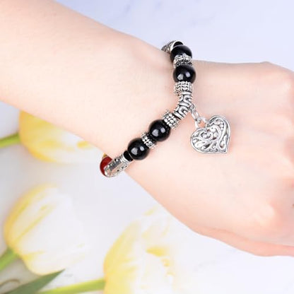 7 chakra bracelet natural beads yoga meditation religion healing balance stone beaded bracelet for women heart pendant