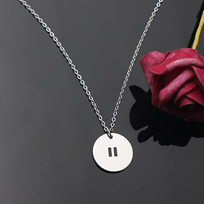 Pause Symbol Necklace for Women Meditaiton Gift Yoga Lovers Jewelry Mental Health Gift Zen Necklace - color: Pause Symbol Necklace Silver