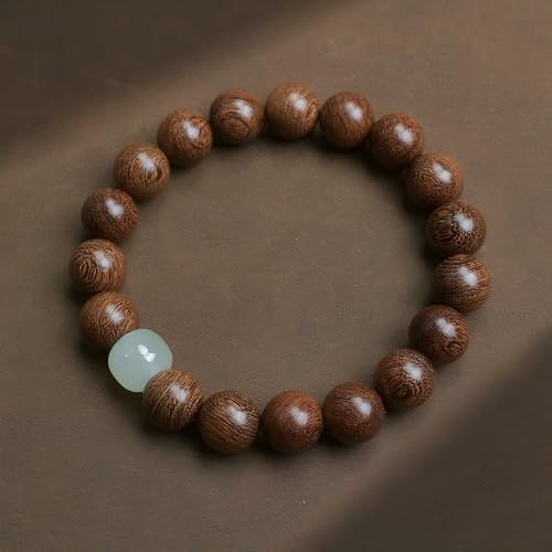 Feng Shui Wood Bracelet, Natural Golden Sandalwood Buddhist Mala for Wealth Luck Prosperity, Positive Energy Meditation Bracelet, Unisex Holiday Gift