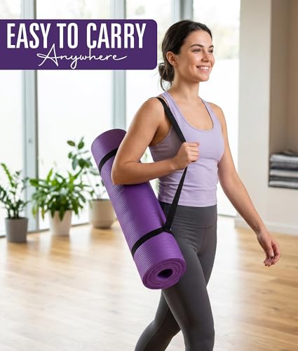 ROMIX Yoga Mat Thick 2/5 Inch (10mm), 72"L x 24"W Non-Slip Workout Mat, Large Yoga Mats for Women Men With Carry Bag and Strap, Exercise Mats for Home Workout Meditation Training Equipment