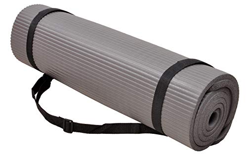 Fitvids All Purpose 1/2-Inch Extra Thick High Density Anti-Tear Exercise Yoga Mat and Knee Pad with Carrying Strap, Multiple Colors - color: Gray