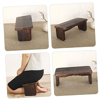 Totority Foldable Wooden Meditation Stool for Zen Practice Portable Kneeling Bench Comfortable Cushion for Meditation Tea Ceremonies and Prayer