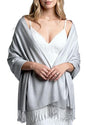 Achillea Lightweight Pashmina Scarf for Women – Soft Silky Shawl Wrap for Evening Dresses, Bridesmaids & Everyday Wear - color: Silver Grey
