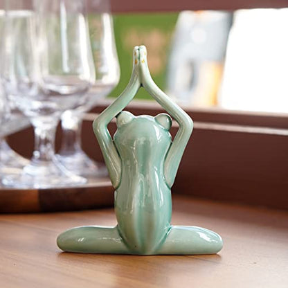 OwMell Ceramic Zen Frog Decor, Ceramic Yoga Pose Meditation Frog Staute for Home Zen Decoration - Namaste - style: Namaste