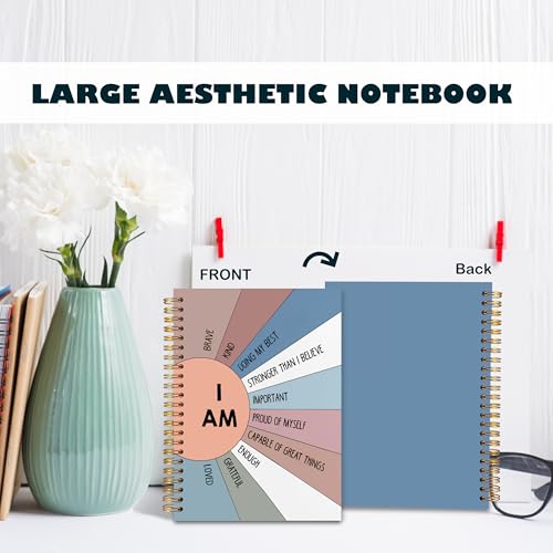 BearCake Positive Affirmations Gifts, Inspirational Motivational Notebook Journal, Boho Sunshine Notebook Journal, Inspirational Gifts for Women, I am Brave Kind Hardcover Spiral Notebook 5.5x8.3 Blue - color: physiotherapy-I am deep blue