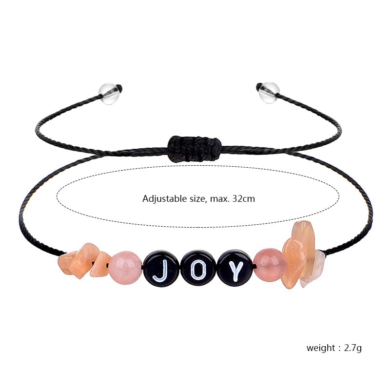 COLORFUL BLING Handmade Healing Chakra Beaded Bracelet with Spiritual Meaningful Card Crystal Natural Stone Strand Bracelet for Women Reiki Yoga Meditation Jewelry Protection Gifts - color: joy